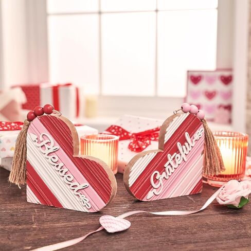 Valery Madelyn Rustic Love Wood Sign for Home Valentines Day Decor, Farmhouse Love Wooden Heart Indoor Table Centerpiece,Red Valentines Day Decorations For Kitchen Living Room Indoor Table Decor in Kuwait