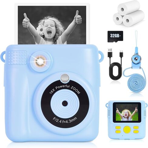 Instant Print Camera for Kids - 2.4 Inch Kids Camera Instant Print with Print Paper&32G Card - Kids Toys HD Digital Camera as Christams Birthday Gifts for Girls Boys Age 3-12(Pink in Saudi Arabia