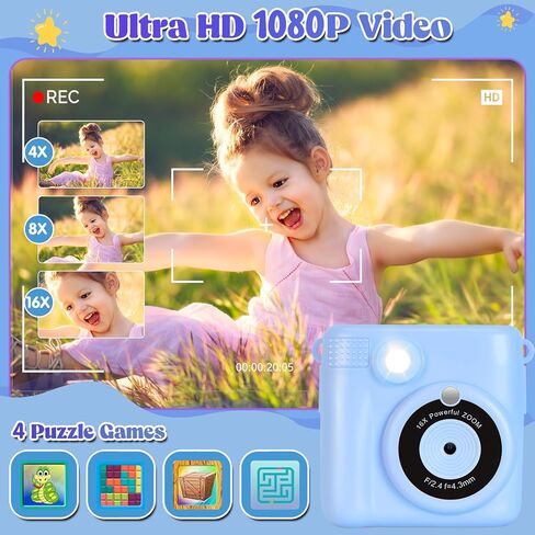 Instant Print Camera for Kids - 2.4 Inch Kids Camera Instant Print with Print Paper&32G Card - Kids Toys HD Digital Camera as Christams Birthday Gifts for Girls Boys Age 3-12(Pink in Saudi Arabia