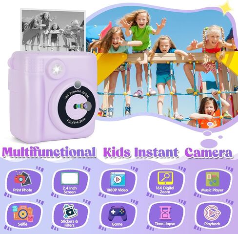 Instant Print Camera for Kids - 2.4 Inch Kids Camera Instant Print with Print Paper&32G Card - Kids Toys HD Digital Camera as Christams Birthday Gifts for Girls Boys Age 3-12(Pink in Saudi Arabia
