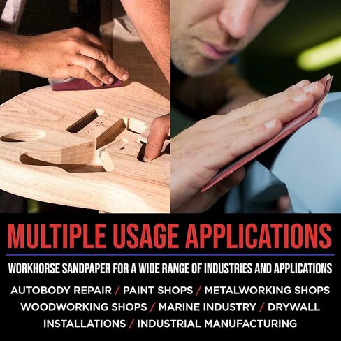 Premium Red 80 Grit 1/4 Sheet Size Red Sanding Sheets, Box of 30 - Hook & Loop Backing Sandpaper, Coarse-Cut Abrasive - Fits Palm Sanders, Hand Sanding Blocks - Woodworking, Auto Paint in Saudi Arabia