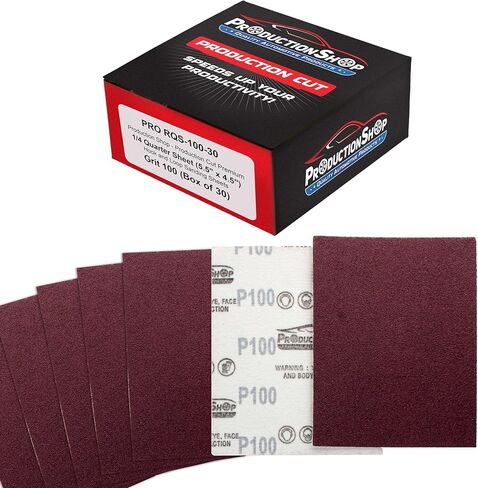 Premium Red 80 Grit 1/4 Sheet Size Red Sanding Sheets, Box of 30 - Hook & Loop Backing Sandpaper, Coarse-Cut Abrasive - Fits Palm Sanders, Hand Sanding Blocks - Woodworking, Auto Paint in Saudi Arabia