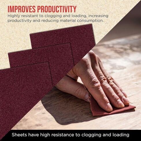 Premium Red 80 Grit 1/4 Sheet Size Red Sanding Sheets, Box of 30 - Hook & Loop Backing Sandpaper, Coarse-Cut Abrasive - Fits Palm Sanders, Hand Sanding Blocks - Woodworking, Auto Paint in Saudi Arabia