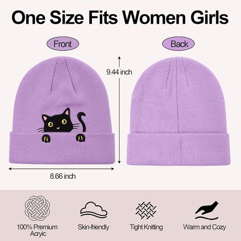 Women's Cat Beanie Knitted Winter Hat for Women Girls with Novelty Socks Cute Cat Lover Gifts Funny Cat Mom Gifts in Kuwait