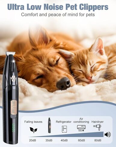 Paw Trimmer with LED Light, Ultra-Low Noise Dog Trimmer Grooming Kit with Replacement Blades, Waterproof Rechargeable Pet Hair Clippers for Small Dogs Cats Paws, Eyes, Ears, Face, Rump in Saudi Arabia