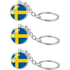 3 Pcs Sweden Flag Key Chain,Cool Keychain for Car Keys, Stainless Steel Keyrings & Keychains,Used for Home Decoration, Jewelry Hanging Decorations.