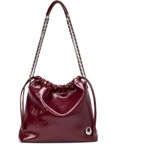 LA FESTIN Leather Crossbody Bag for Women Shoulder Bag Drawstring Hobo Bag with Pockets Work Tote Bag Trendy Travel Purse