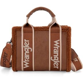 Wrangler Tote Bag for Women Fluffy Sherpa Top-Handle Lamb Wool Handbags with Crossbody Strap