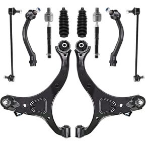 10 PCS Suspension Kit Control Arm and Ball Joints Kit Sway Bar Link Outer Inner Tie Rod Boot Bellows Compatible With 2007-2012 Hyundai Santa Fe 2011-2013 Kia Sorento