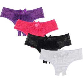 ohyeah Women Plus Size Cheeky Panties Lace G-String Thongs Panties Trim Boyshort Underwear T-Back Underpants