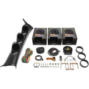 GlowShift Gauge Package Compatible with Subaru Impreza WRX STI 2008-2014 - Tinted 7 Color 30 PSI Boost/Vacuum, 100 PSI Oil Pressure & Oil Temperature Gauges - Black Triple Pillar Pod