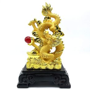 FUNSXBUG 11 Inch Chinese Feng Shui Dragon Statue Sculpture Figurines Feng Shui Decor Home Office Decoration Tabletop Decor Ornaments Good Lucky Gifts