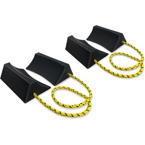 ROBLOCK Upgrade Wheel Chocks for Lightweight Travel Trailer Light Truck Car Tractor, Sturdy Simple Easy to use,Tires Light Block Stopper Chock with Nylon Rope Yellow Reflective Tape (4pack) in Saudi Arabia