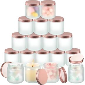 Tioncy 12 قطعة 4oz حاوية مستحضرات التجميل الفارغة شموع زجاجية مع أغطية ذهبية وردية 100 مل شموع صغيرة مستديرة لصنع الجرار ميسون تعليب جرة لعينة مسحوق سائل تخزين السفر (شفاف)