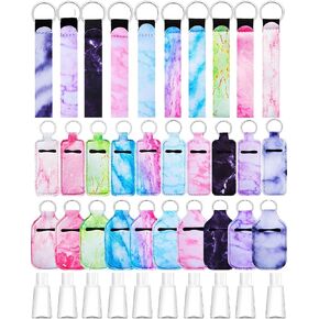 Geiserailie 40 Pcs Hand Sanitizer Holders Set Keychain Wristlet Empty Travel Bottle Container Lipstick Protective Cases