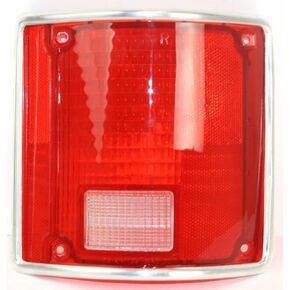 For 1973-1991 Chevy Pickup Tail Light Lens Driver and Passenger Side Pair | Plastic | Red and Clear | With Chrome Trim | Replacement For GM2800122 + GM2801122 | 5968329