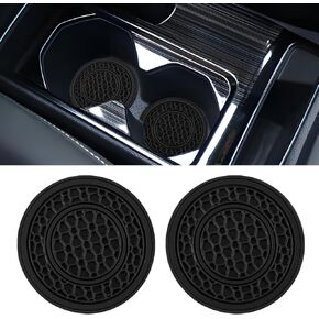 2PCS Car Cup Holder Coaster, 2.75 Inch Auto Non-Slip Cup Holders Embedded in Ornaments Coaster, Universal Cup Holder Insert Coaster, Drink Cup Mat for Most Vehicles (Gray)