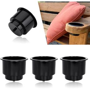 4 PCS Car Center Console Cup Holder, 4.25" x 3.14" ABS Plastic Mirror Polished Process Embedded Bottom Center with Hole Beverage Holder, Compatible with Most Cars, RVs and Boats (Black)