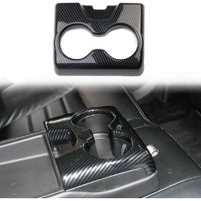 Crosselec Carbon Fiber Rear Seat Central armrest cup holder Cup Trim Decor Sticker for Dodge Charger 2011-2014 / Chrysler 300 2015-2021