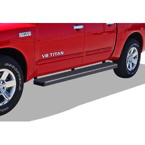 APS Running Boards 6-inch Matte Black Compatible with Nissan Titan 2004-2025 Crew Cab (Excludes 2016 Models) & Titan XD 16-25 Stainless Steel (Nerf Bars Side Steps Side Bars)