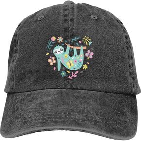 Women's Cute Sloth Hat for Men Women, Adjustable Vintage Distressed Washed Baseball Cap
