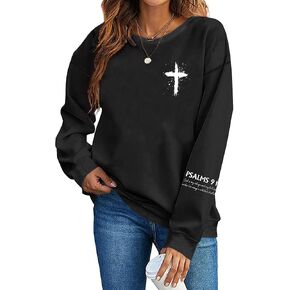 Christian Sweatshirts for Women Psalms 91 Sweatshirt Faith Bible Verse Long Sleeve Religious Graphic Pullover Tops