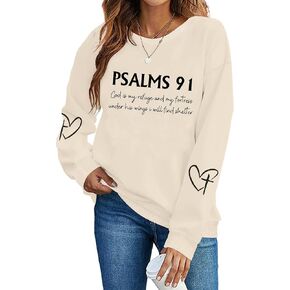 Christian Sweatshirts for Women Psalms 91 Sweatshirt Faith Bible Verse Long Sleeve Religious Graphic Pullover Tops in Saudi Arabia