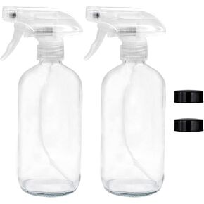 6 Pack of 16 oz Glass Spray Bottles – Refillable Containers with Adjustable Sprayer for Essential Oils, Plants, Cleaning Products, Cooking