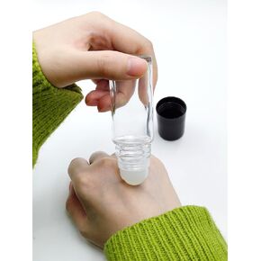 4Packs Glass Clear Roller Bottles 30ml/1 Oz Refillable Essential Oil Perfume Roll on Bottles Leak-Proof Design Empty