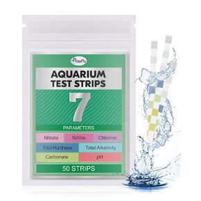 Pawfly 8 in 1 Aquarium Test Strips, 75 Strips Fish Tank Water Testing kit for pH Chlorine Nitrate Nitrite Carbonate Hardness Total Alkalinity & Ammonia Water Quality Freshwater Saltwater Test Kit