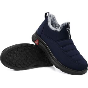 SHIBEVER Red Winter Boots for Women: Warm Fur Lined Slip on Ankle Snow Boots Comfortable Waterproof Outdoor Shoes Size 8