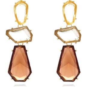 Statement Earrings for Women Vintage Brown Rhinestone Earrings Big Boho Colorful Earrings Large Crystal Drop Dangle Earring Formal Earrings Prom Party Jewelry Gift