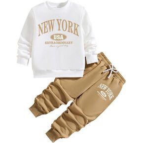 Toddler Girl Clothes - Letter Graphic Print Sweatshirt & Sweatpants - Toddler Girl Fall Outfits