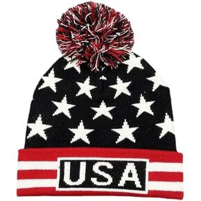 Pooyikoi USA Adult Winter Warm Cable-Knit Caps Wool Beanie Knitted Hats UK London Printed Bonnet