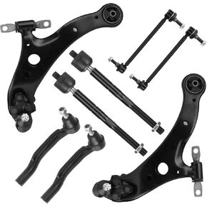 Front Lower Control Arms w/Ball Joint Sway Bars Tie Rods Suspension Kit for 2004-2010 Toyota Sienna (8pc Set)