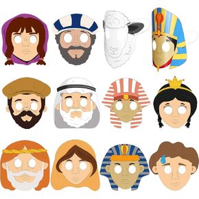 Capoda 12 Pcs Passover Decorations Passover Props Passover Character Masks Passover Party Favors Pesach Seder Gifts Egypt Role Play Costume Christian Pilgrim Photo Props for Kids Easter Religious