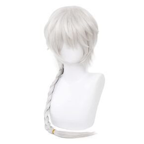 Anime Nikolai Gogol Wig White Curly with Long Braid Party Hair Halloween Cosplay Props Accessory
