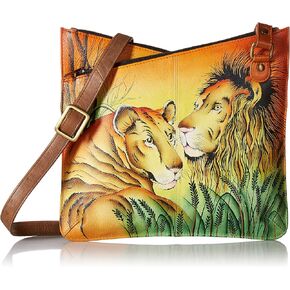Anna by Anuschka Women's Genuine Leather V Top Multicompartment Cross Body| Hand Painted Original Artwork