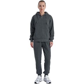 Womens Sweatsuits Sets Casual Fur Lining Fleece Hoody Sweatshirt and Sweatpants Athletic Clothing Sets in Kuwait