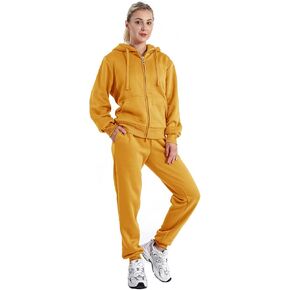 Womens Sweatsuits Sets Casual Fur Lining Fleece Hoody Sweatshirt and Sweatpants Athletic Clothing Sets