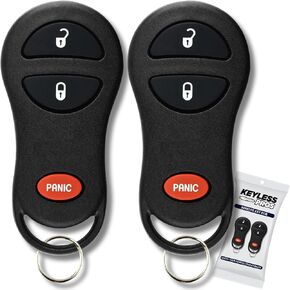 3-Button Keyless Entry Remote Key Fob Replacement, Compatible with Chrysler Town and Country Voyager, Dodge Caravan Dakota Durango Ram, Plymouth Prowler, GQ43VT17T, 04686481 (2-Pack)