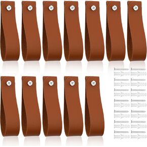 Leather Curtain Rod Holder, 12pcs Leather Straps Brackets for Hanging Curtain Rod