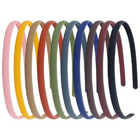 10 Pieces Wide 0.8cm/0.3" Solid Plain Blank Thin Matte Plastic Headbands with Teeth DIY Craft Sports Hair Bands Accessories for Women Men Girls Teens Kids