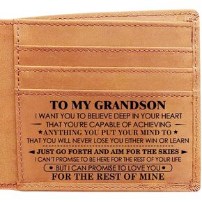 WASTIME Customized Leather Front Pocket Wallet - Slim Wallet RFID Minimalist Credit Card Wallets - Personalized Gift (to Son from Mom)