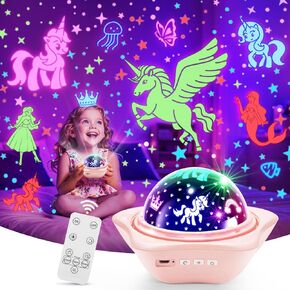 Girls Toys Age 6-8, Unicorn+Princess+Mermaid Films Projector for Girls Toys 0-10,Star+Unicorn Projector for Kids Toys 0-10, Star&Moon Toddler Girl Toys,1 Year Old Girl Gifts, Kids Toys for Girls Gifts