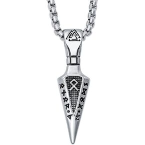 HAQUIL Viking Arrowhead Necklace, Stainless Steel Rune Gungnir Spear Arrowhead Pendant, Box Chain, Jewelry for Men and Women