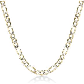Metro Jewelry Made in Italy Super Flat Figaro Chain Necklace for Men and Women - Yellow Gold Plated 925 Sterling Silver Necklace