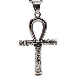 Egyptian Amulet Ankh Cross Eye Of Horus Pendant Necklace Stainless Steel Gold Plated Jewelry Gifts for Men Women with 24 Inch Chain