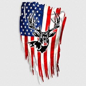 Kramer Whitetail Deer Decal American Flag Hunting Window Car Gun Safe Case Sticker 8" х 4,5"