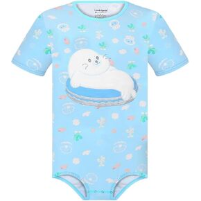 Men's short sleeve One Piece Romper Onesie pajamas Cotton Bodysuit Seal Applique Jumpsuit
